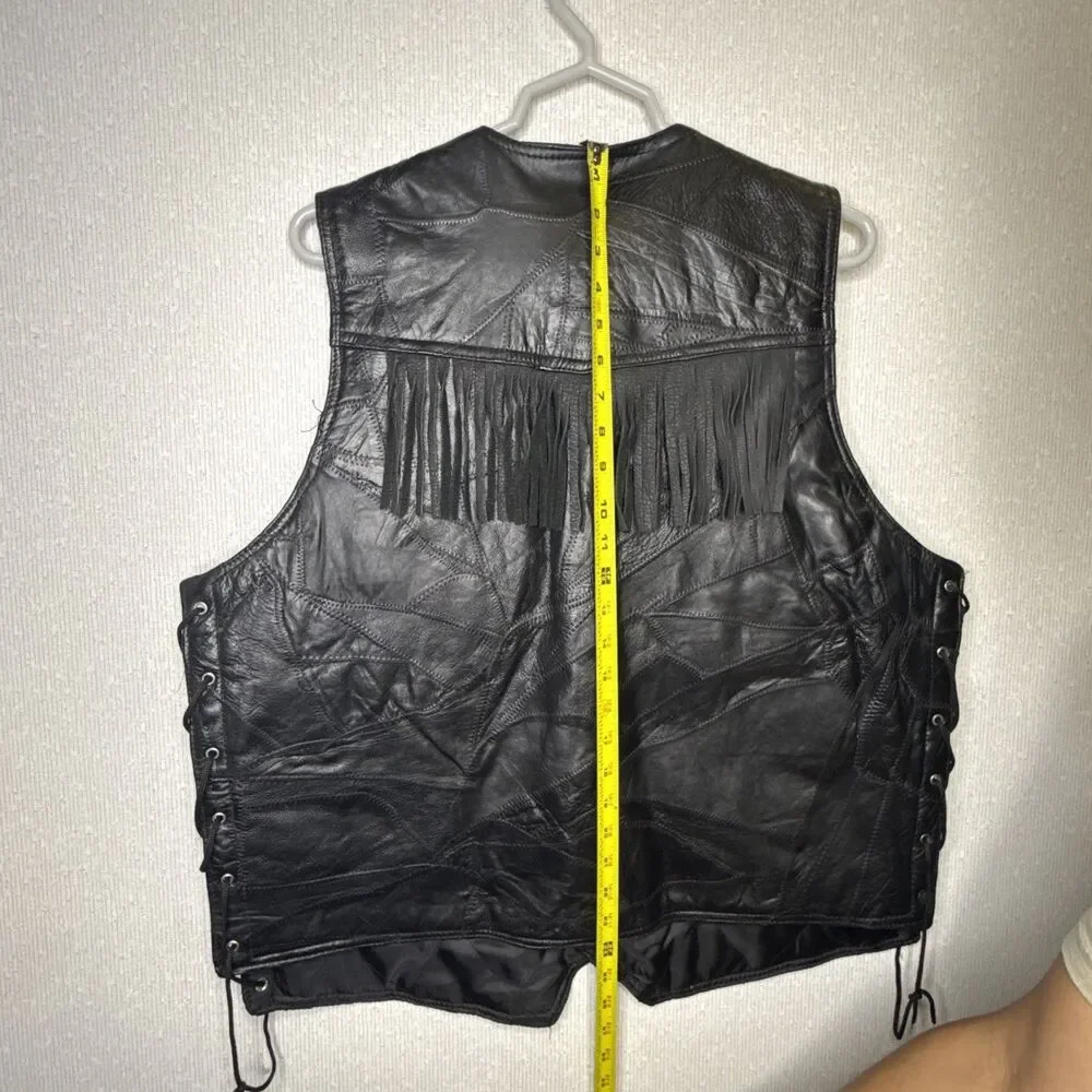 Navarre Leather Co Italian Stone Vest Mens 3XL XXXL Black Genuine Biker Moto Sna
